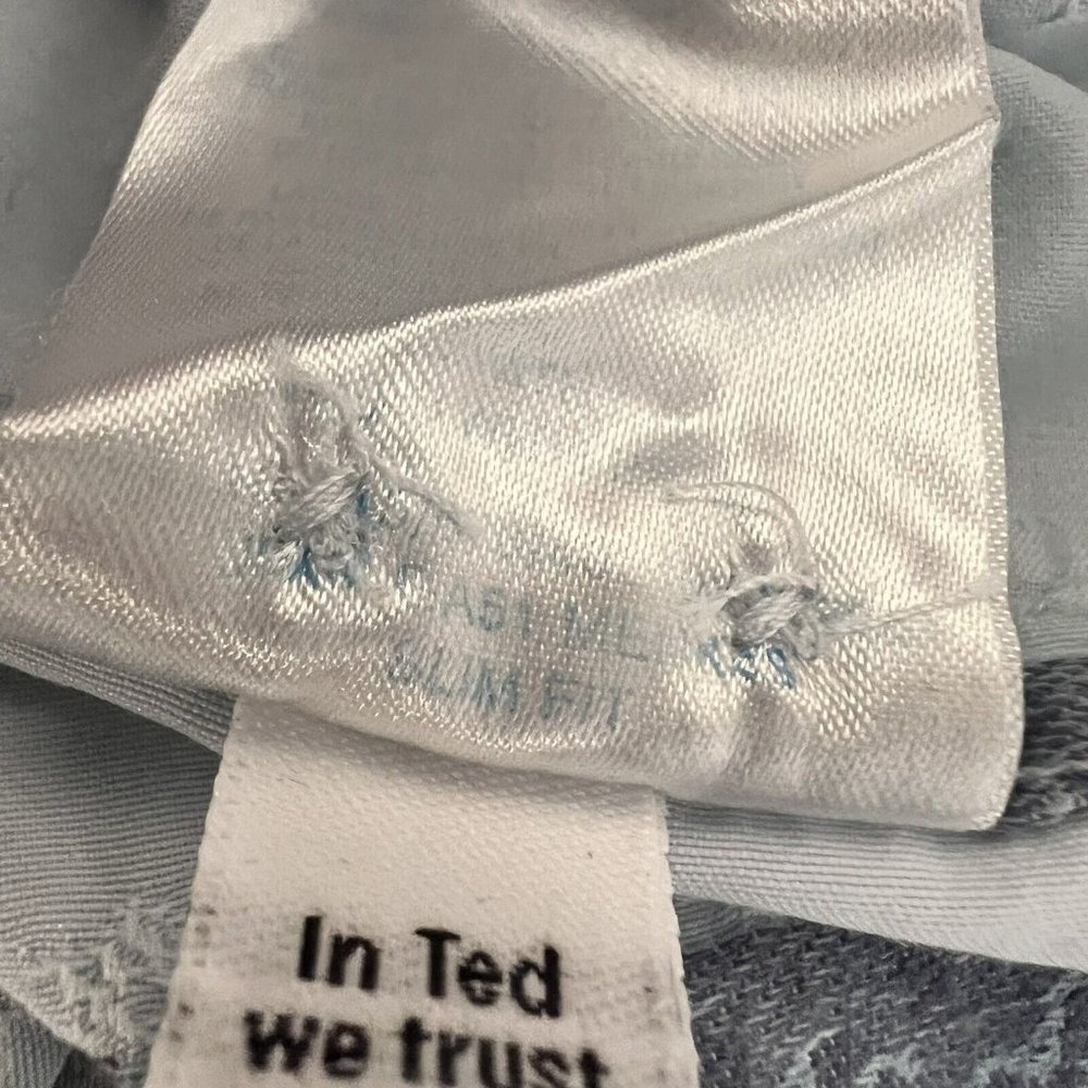 Ted Baker Slim Fit Mens Button Up Shirt Cotton Blend Size 6 2XL Blue Floral - Picture 13 of 15